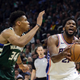 Illustration for article titled Giannis And Embiid, Just A Couple Of Giant Space Monsters Smashing Everyone Else Into Hell
